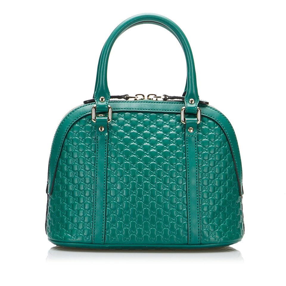 Gucci Dome Handbag Mini Teal Blue Microguccissima