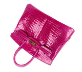 Hermes Birkin 35 Bag Pink Rose Scheherazade Porosus Crocodile Gold Hardware