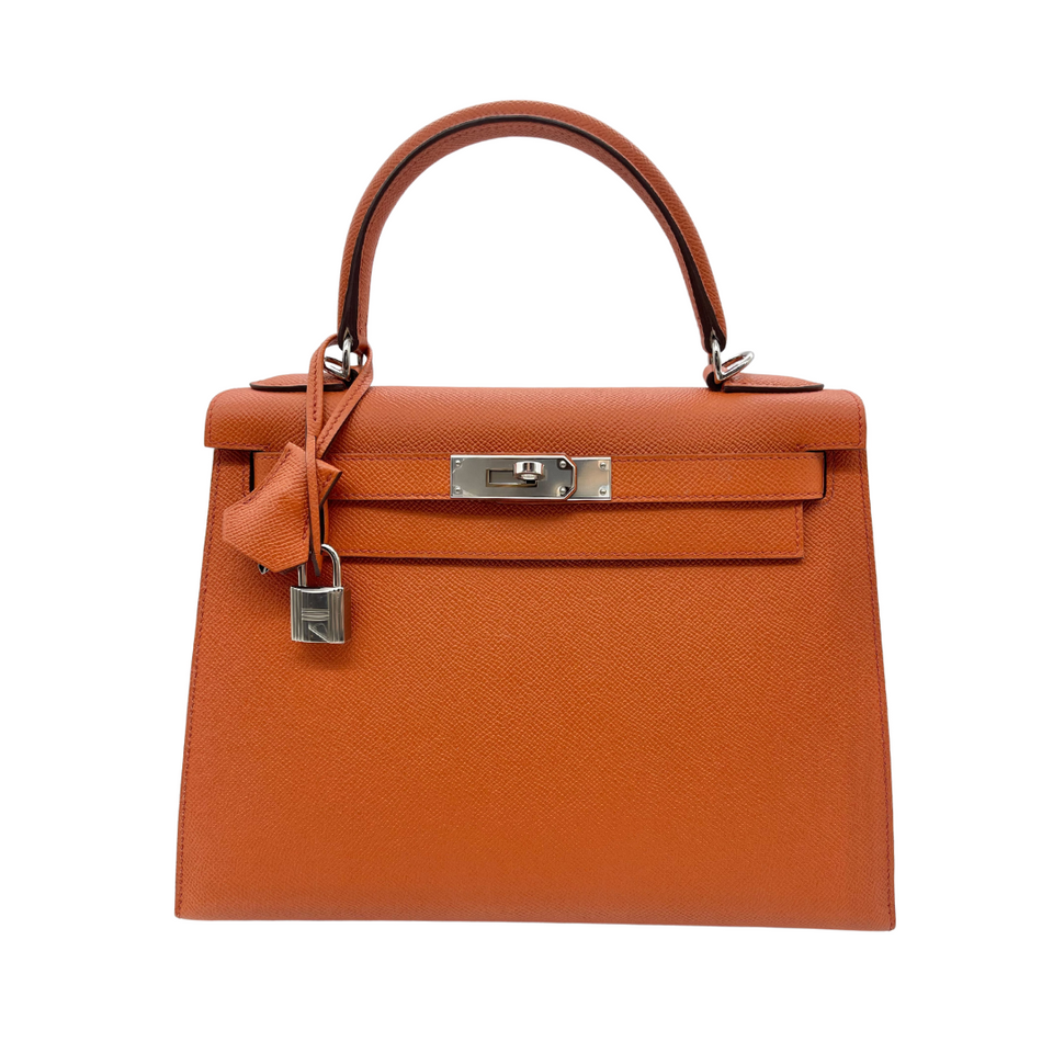 Hermes Kelly 28 Epsom Potiron Orange Palladium Hardware
