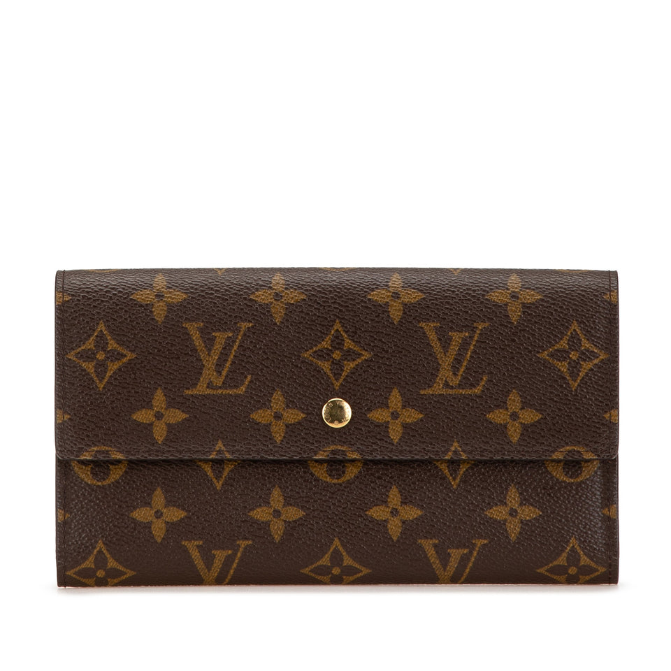 Brown Louis Vuitton Monogram Sarah Long Wallet