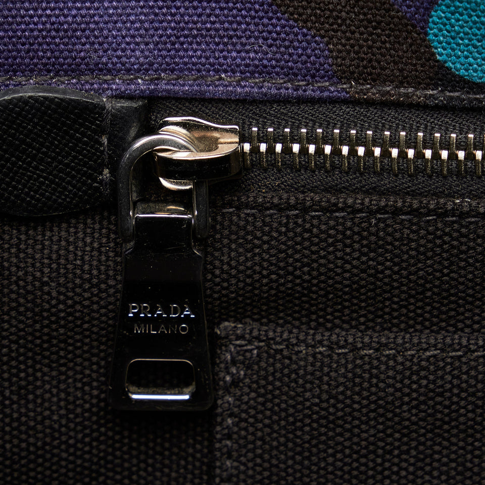 Blue Prada Canapa Camouflage Tote