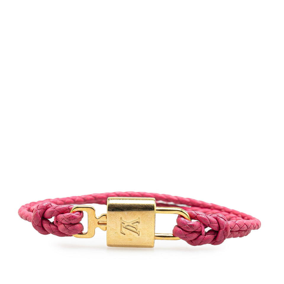 Pink Louis Vuitton Gold Plated LV Padlock Bracelet