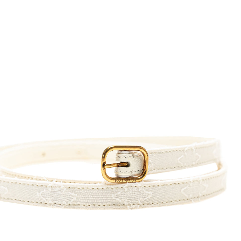 White Louis Vuitton Flowergram Ardillon Canvas Belt