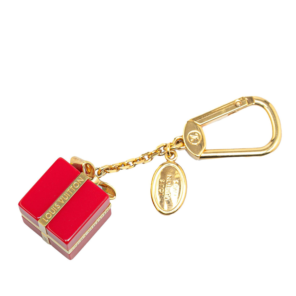 Gold Louis Vuitton Gift Box Charm Key Ring