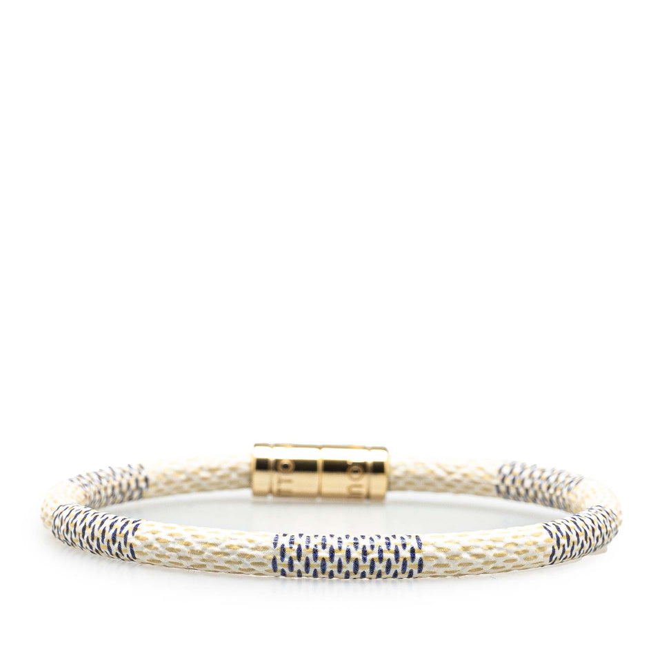 White Louis Vuitton Damier Azur Keep it Bracelet