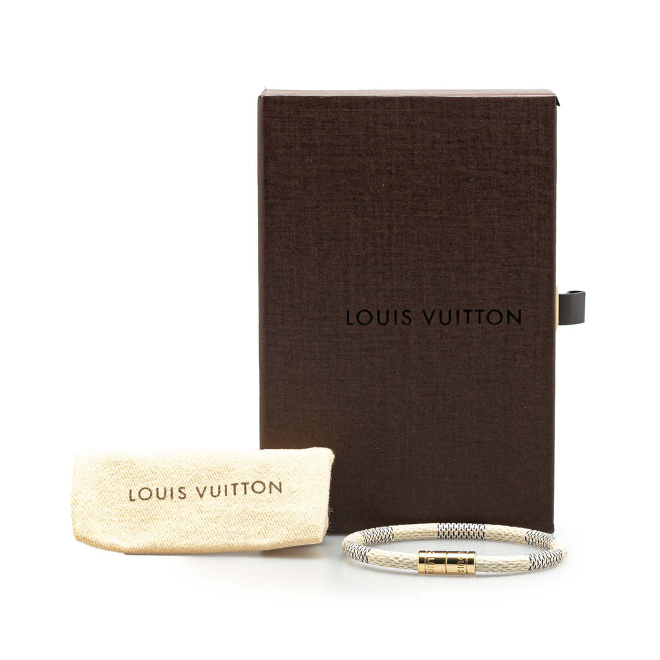 White Louis Vuitton Damier Azur Keep it Bracelet