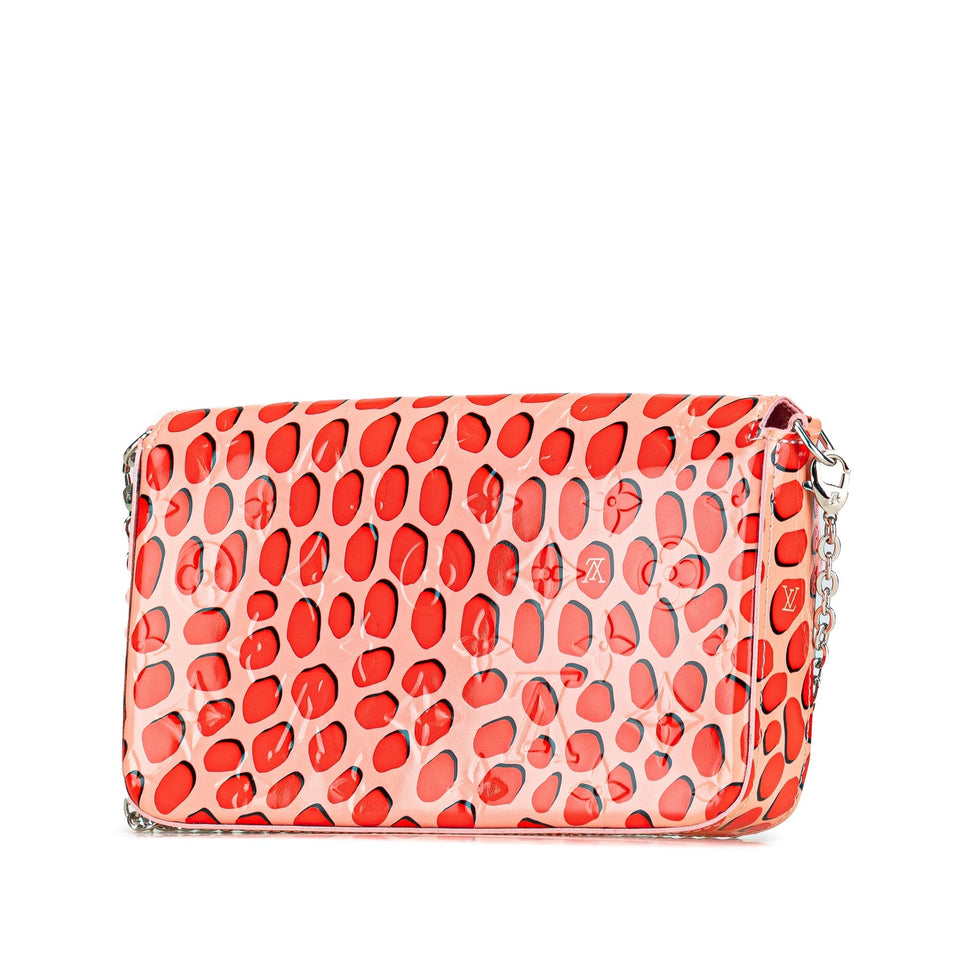 Pink Louis Vuitton Monogram Vernis Jungle Dots Pochette Felicie Crossbody Bag