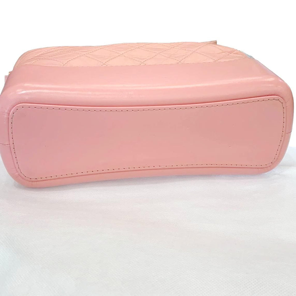 CHANEL Gabrielle Medium Aged Calfskin Leather Shoulder Bag Pink