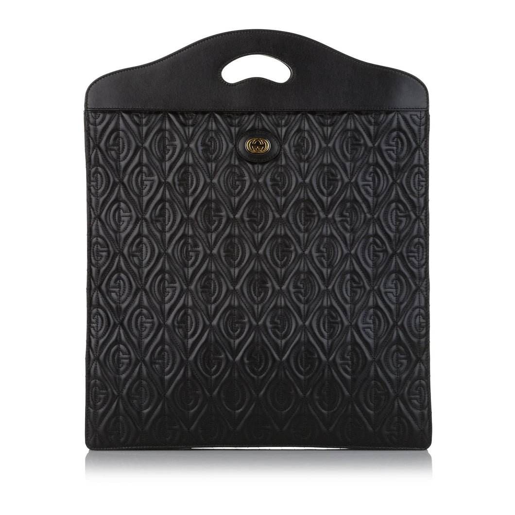 Gucci Morpheus Handbag Black Embroidered Leather
