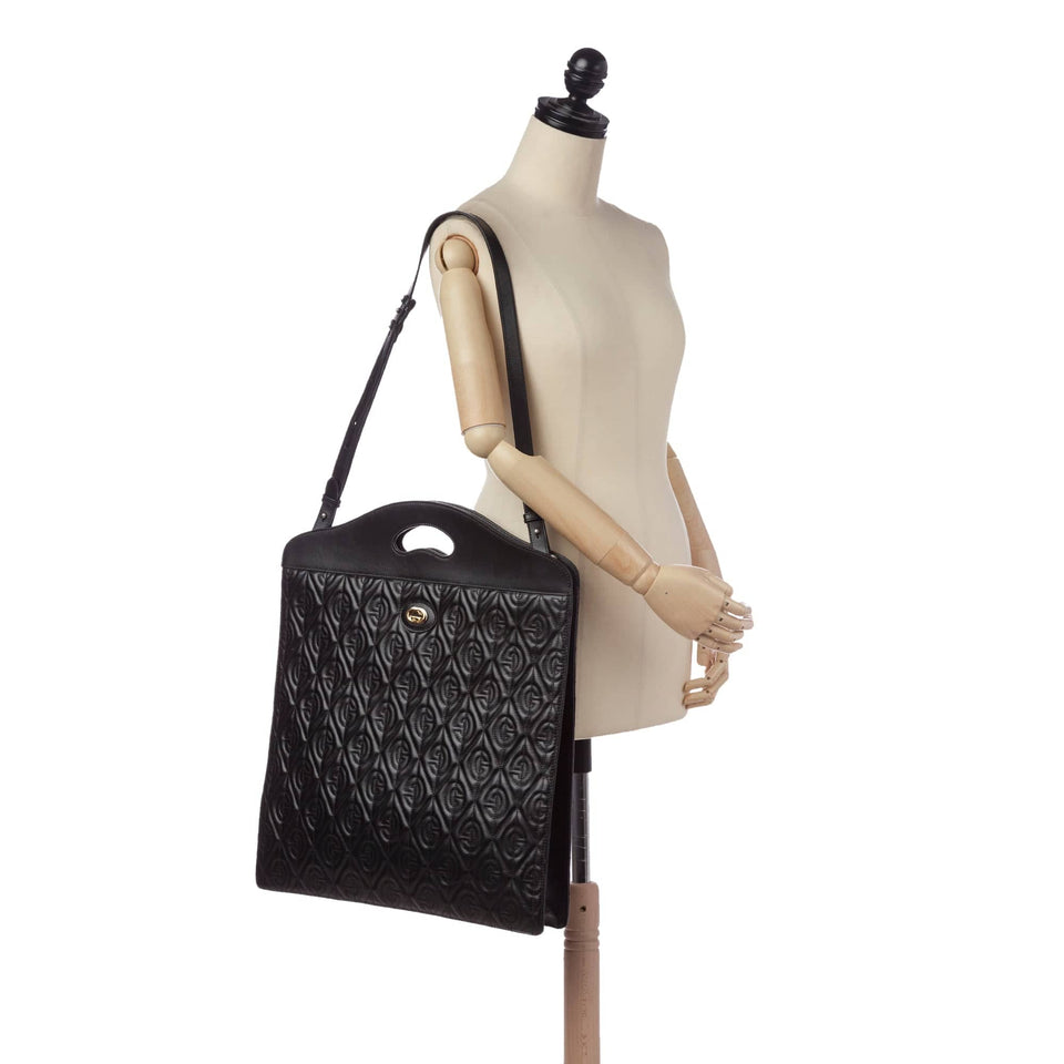 Gucci Morpheus Handbag Black Embroidered Leather