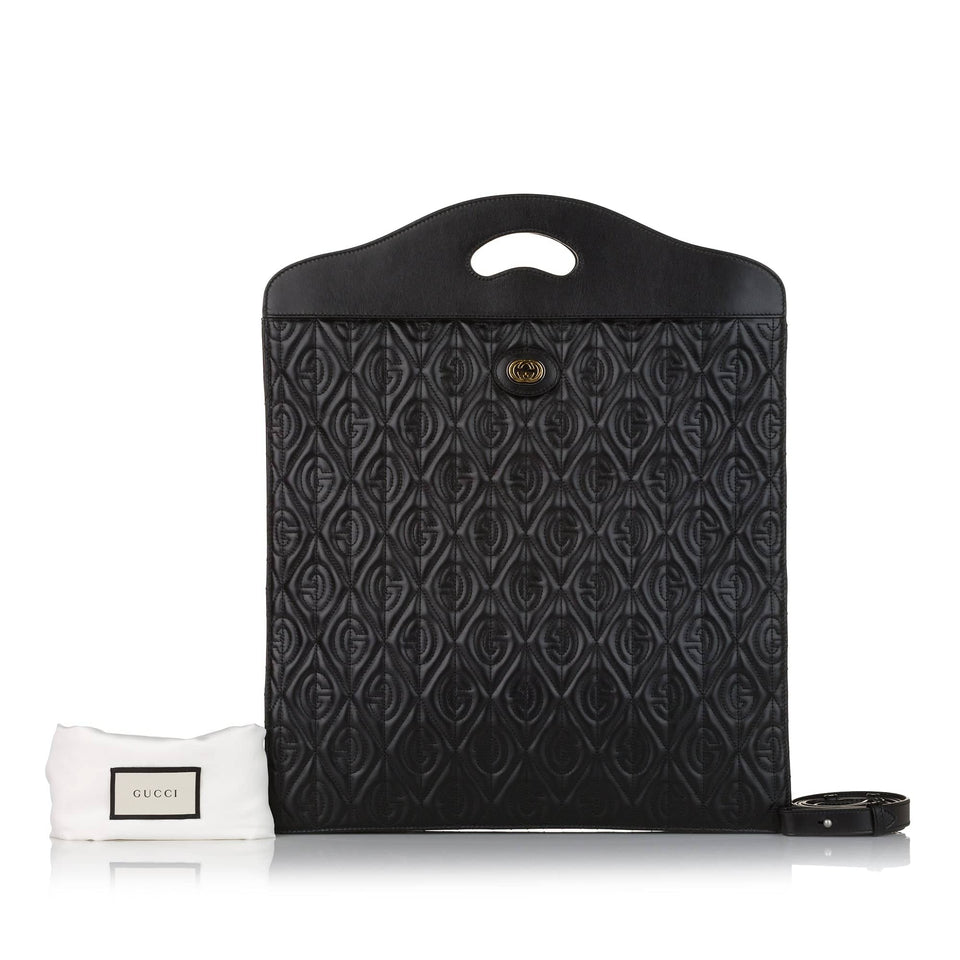 Gucci Morpheus Handbag Black Embroidered Leather