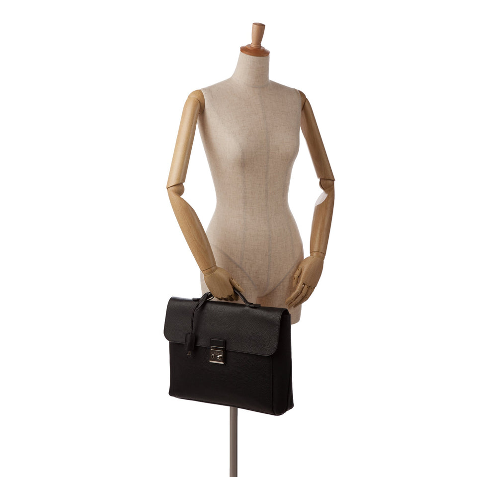 Black Louis Vuitton Taurillon Serviette Dorian Briefcase Business Bag