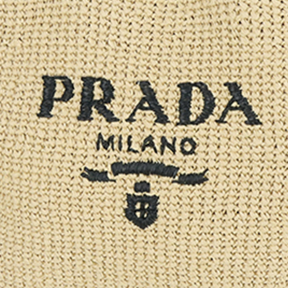 Prada logo Tote Bag Brown Raffia