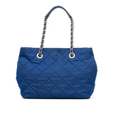 Blue Prada Tessuto Impuntu Tote Bag