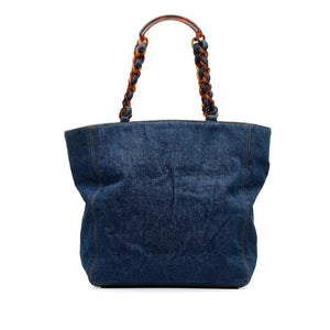 Blue Chanel CC Denim Tote Bag