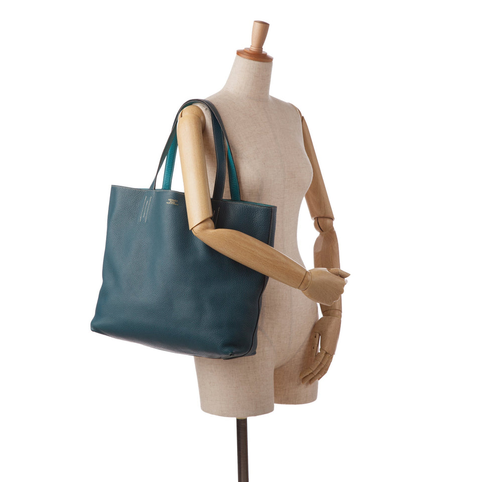 Blue Hermes Reversible Double Sens 45 Tote Bag