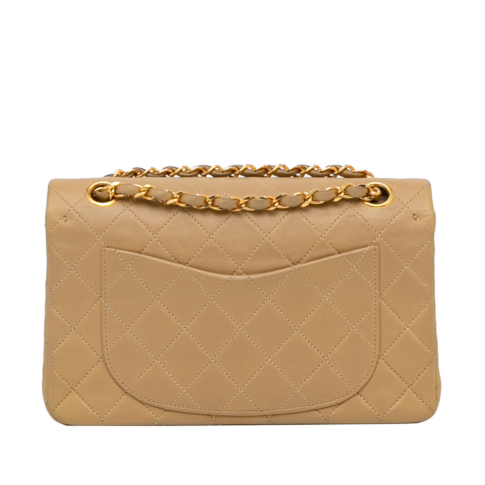 Chanel Classic Double Flap Small Beige Lambskin Gold