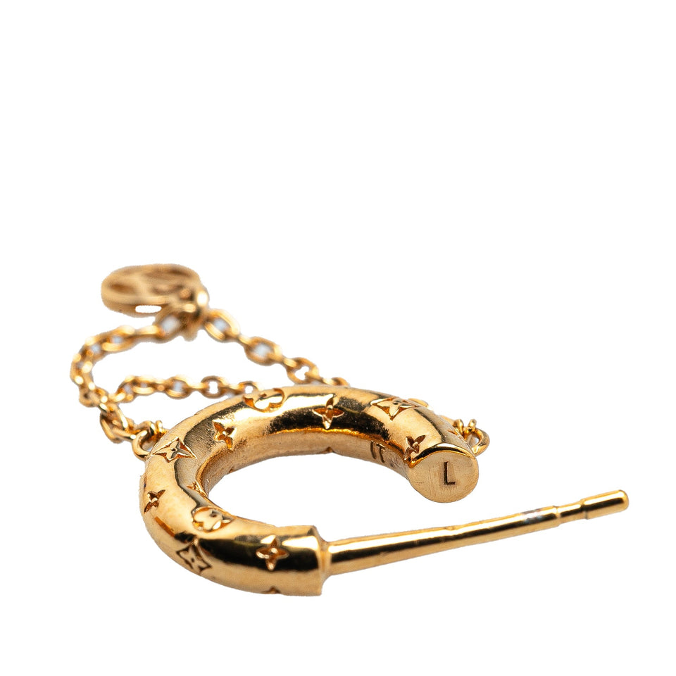 Gold Louis Vuitton Gold Plated Nanogram Hoop Earrings