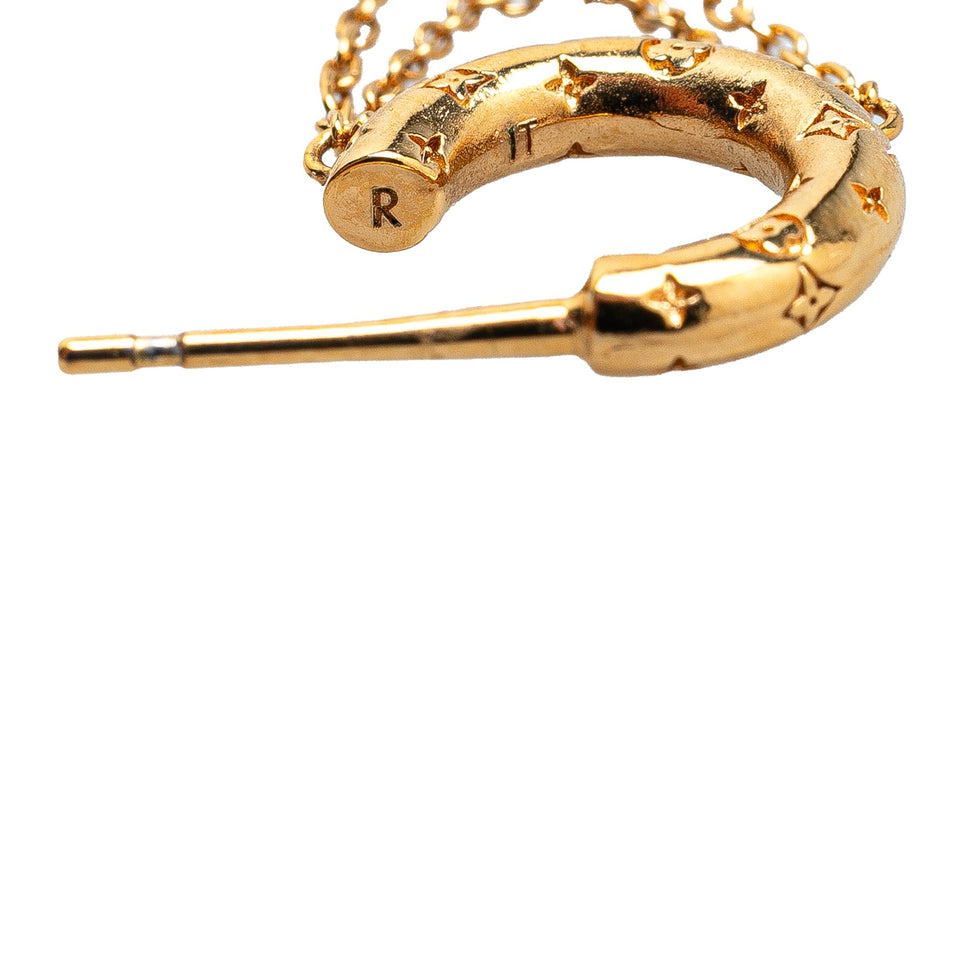 Gold Louis Vuitton Gold Plated Nanogram Hoop Earrings