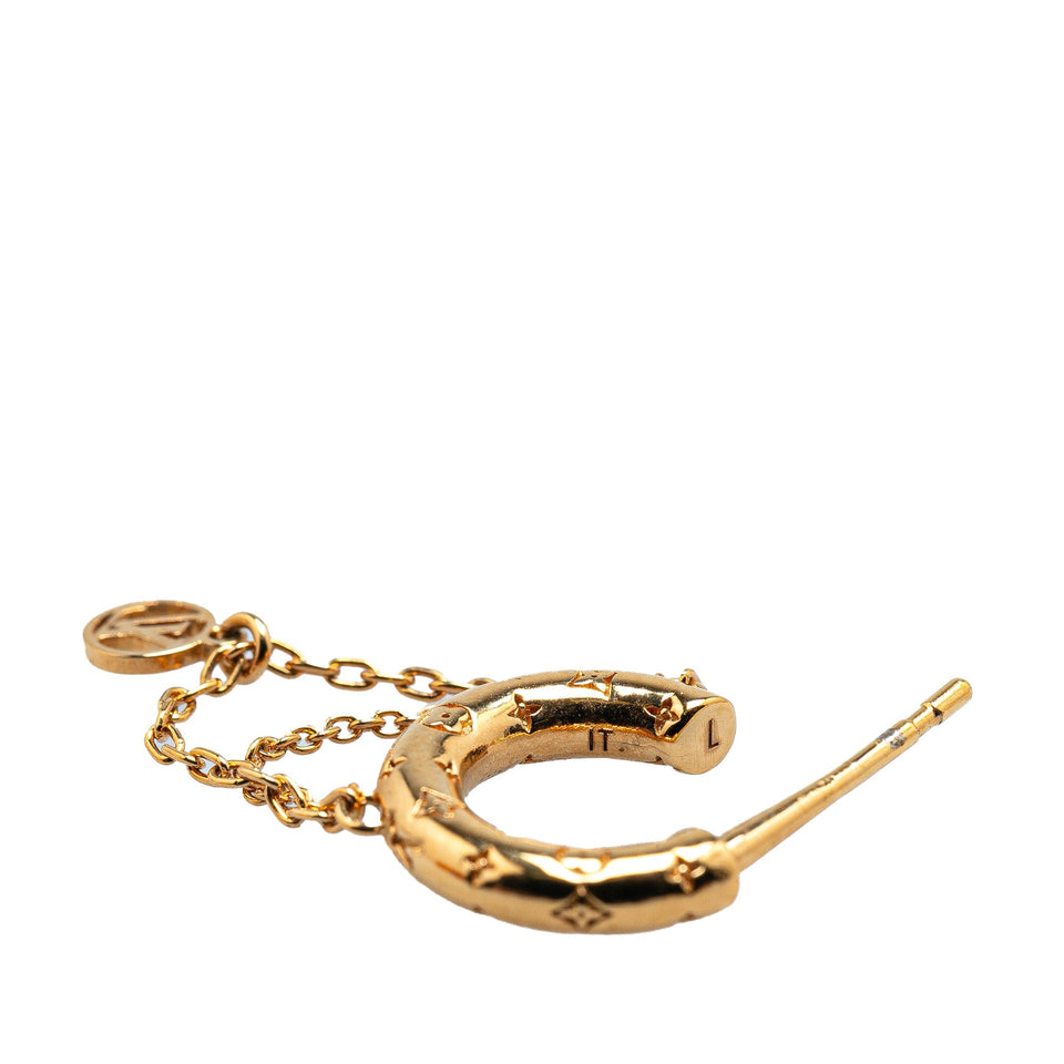 Gold Louis Vuitton Gold Plated Nanogram Hoop Earrings