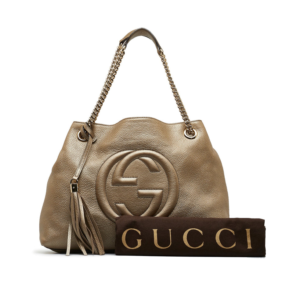 Gold Gucci Medium Soho Chain Tote