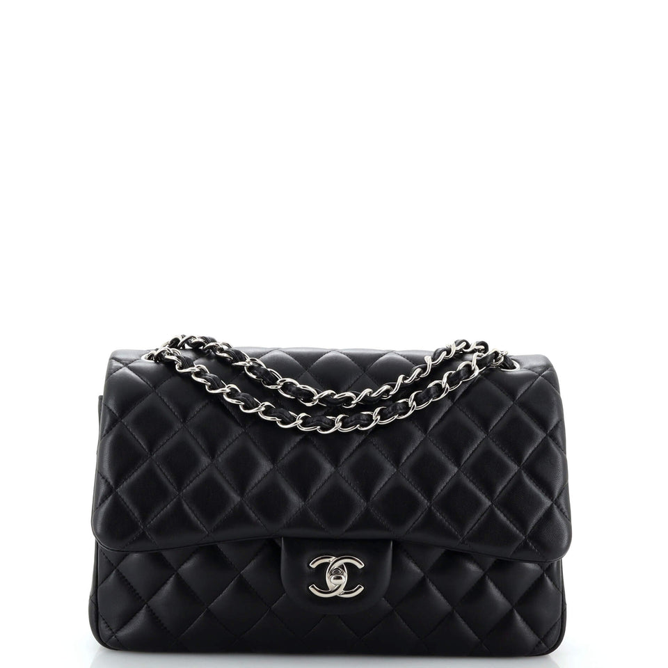 CHANEL Classic Double Flap Bag Quilted Lambskin Jumbo