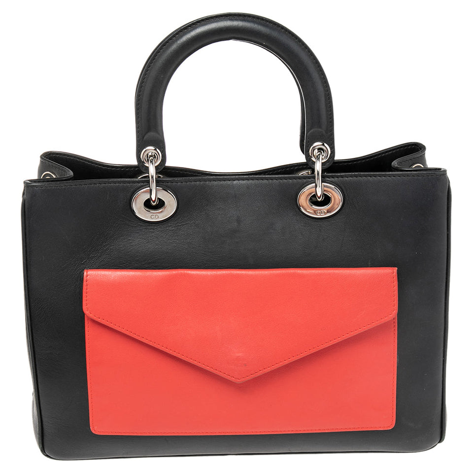 Dior Tri Color Leather Large Lady Dior Pocket Tote
