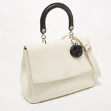 Dior White/black Leather Large Be Dior Flap Top Handle Bag