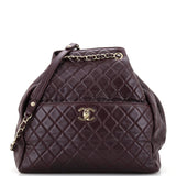 CHANEL Drawstring CC Lock Bucket Bag Quilted Lambskin Medium