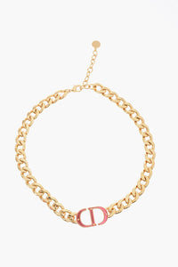 Dior Golden-Effect Chain Necklace With Maxi Cd Monogram