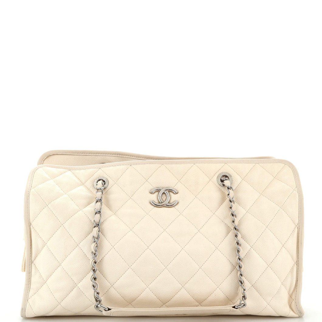 CHANEL French Riviera Tote Quilted Caviar Large