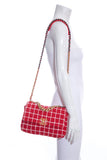 Chanel Tweed Quilted Flap  Red & White Handbag