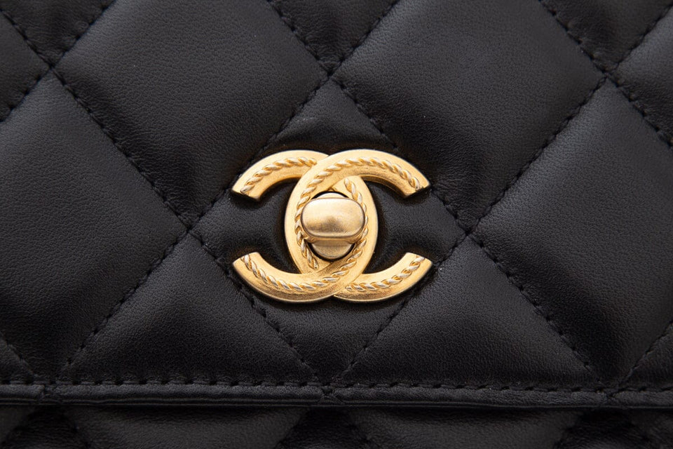 Chanel 2023 Black Lambskin Trendy Handle Flap Bag