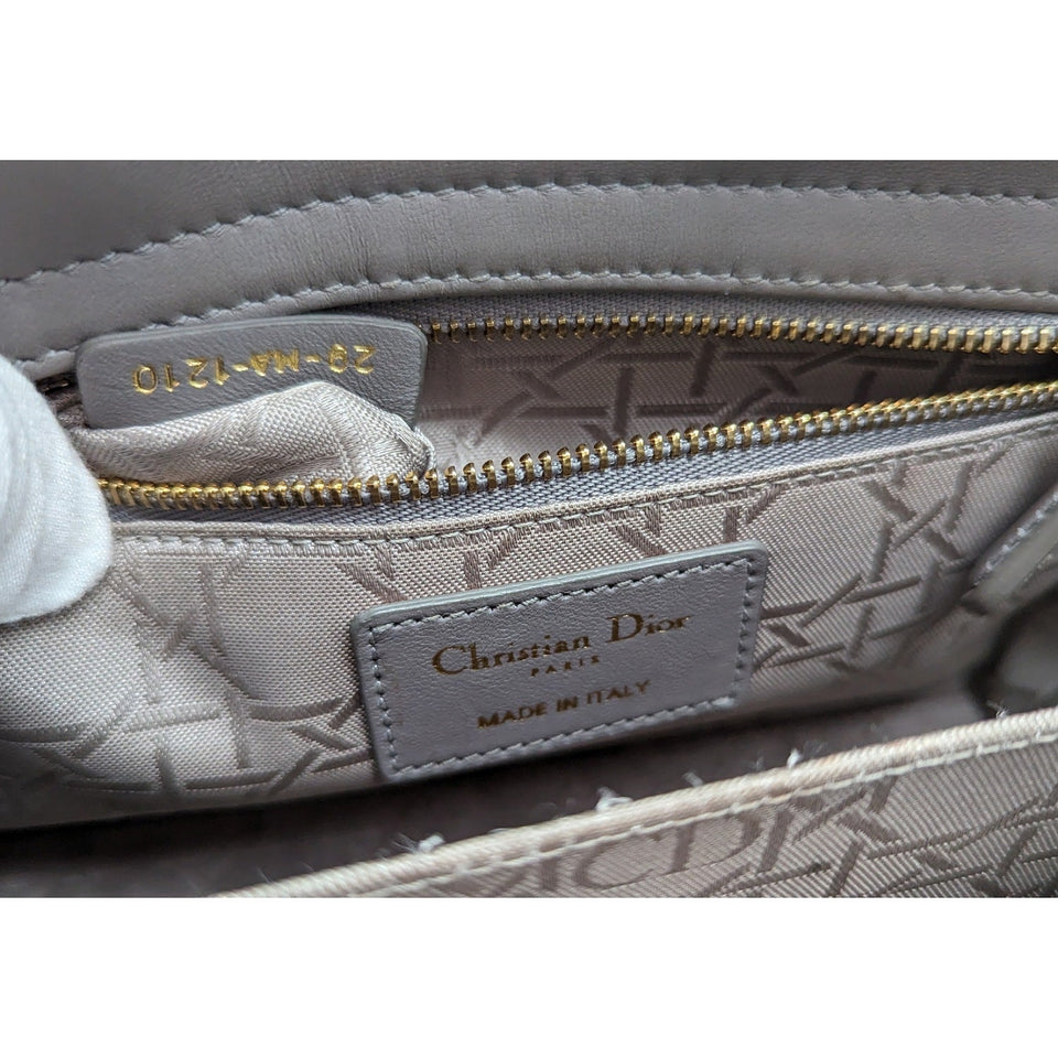 Christian Dior Gray Cannage Lambskin Small Lady Dior Bag