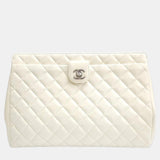 White Leather CC Clutch Bag
