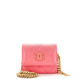 CHANEL Pending CC Card Holder on Chain Quilted Lambskin