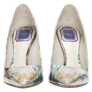 Dior Raf Simons Metallic Abstract Print Pointy Pumps