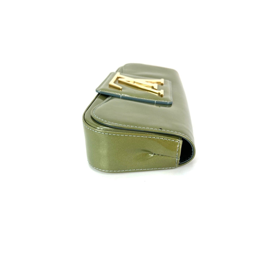 Louis Vuitton Patent Leather Sobe Green Clutch