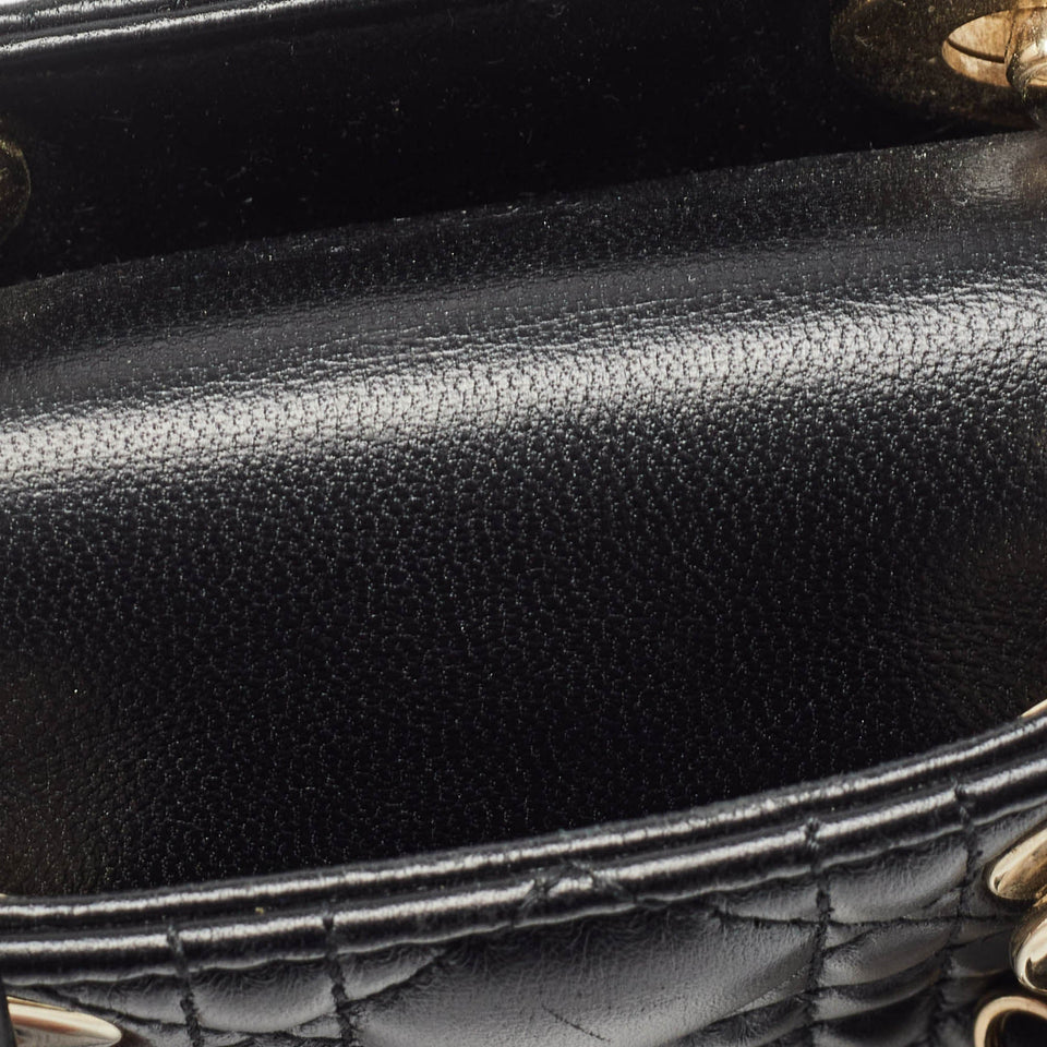 Dior Black Cannage Leather Micro Lady Dior Tote
