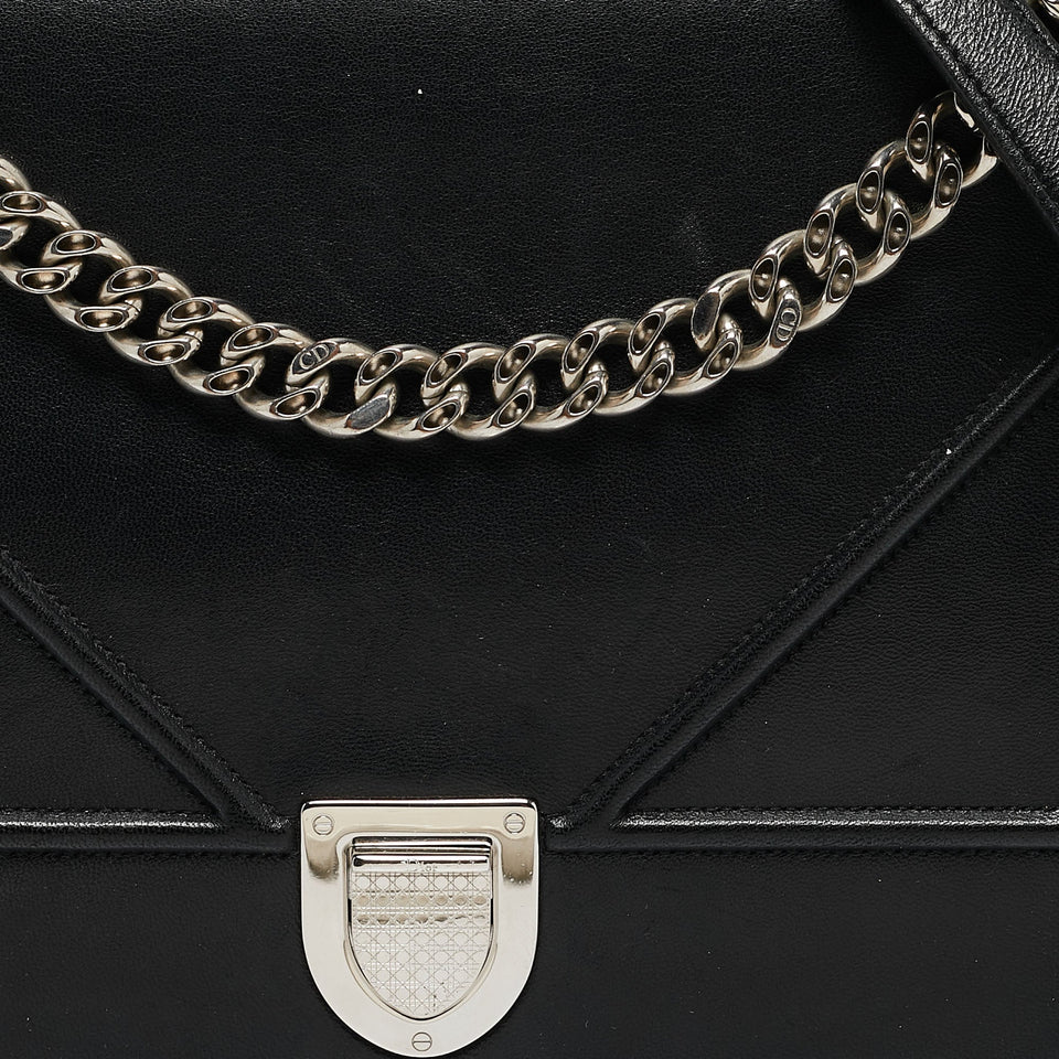 Dior Black Leather Large Diorama Flap Shoulder Bag