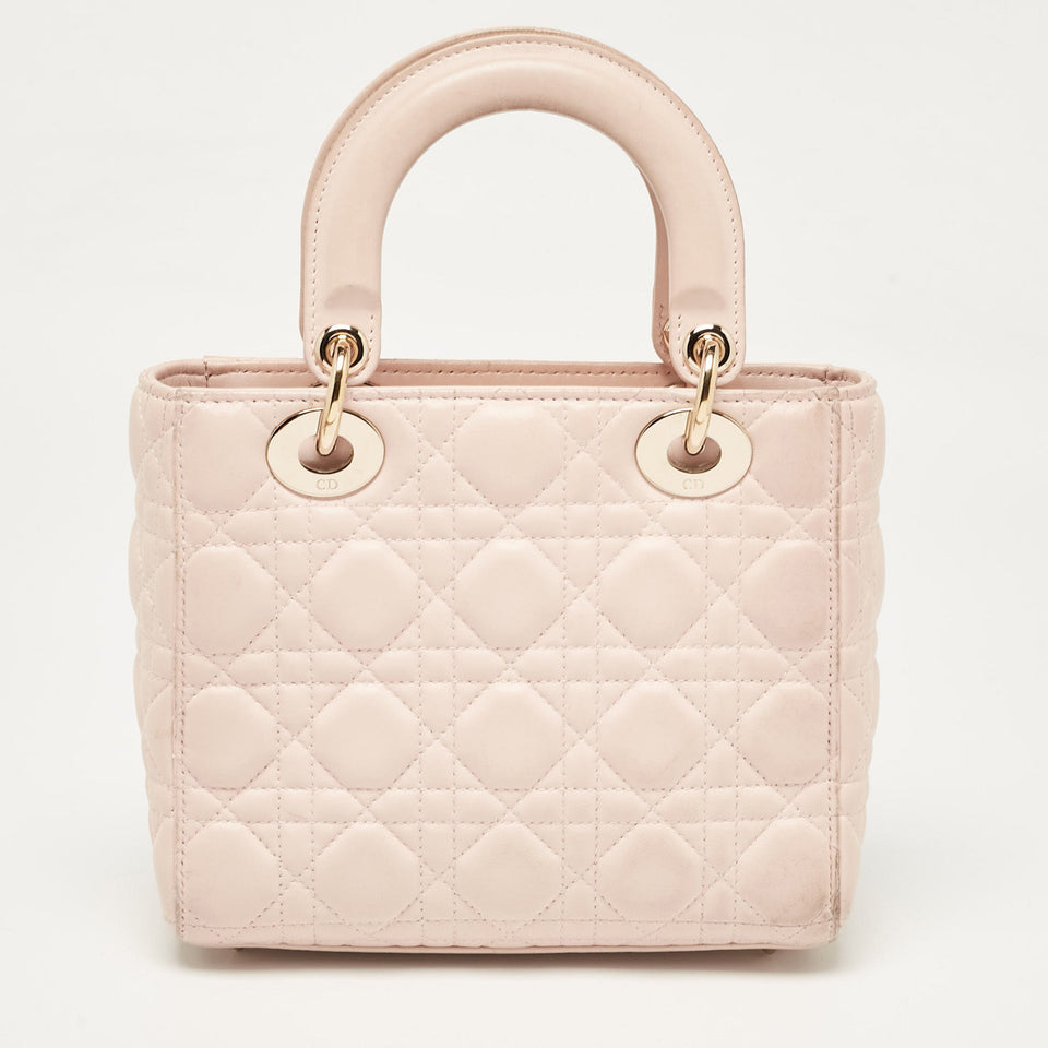 Dior Pink Cannage Leather Small Lady Dior My Abcdior Tote