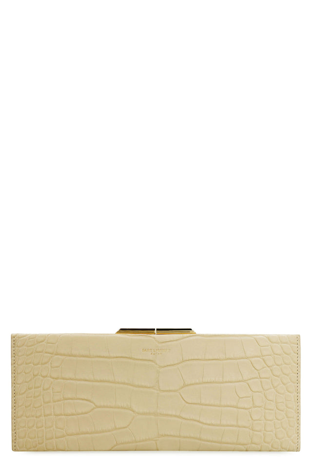 Women's Midnight Leather Clutch in Ivory | 697655L1Q0K Color 9733
