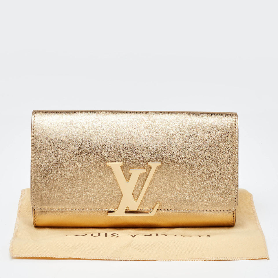 Louis Vuitton  Gold Leather Louise Clutch