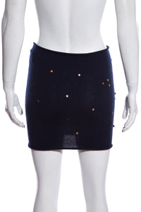Chanel Confetti Cashmere Navy Skirt SZ 34