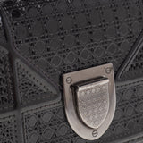 Dior Metallic Grey Micro Cannage Patent Leather Diorama Trifold Wallet..