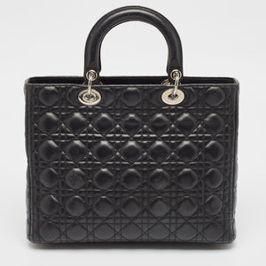 Dior Black Cannage Leather Large Lady Dior Tote