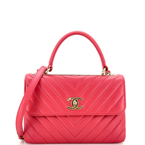 CHANEL Trendy CC Top Handle Bag Chevron Lambskin Small