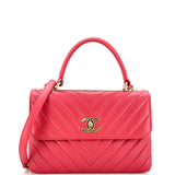 CHANEL Trendy CC Top Handle Bag Chevron Lambskin Small