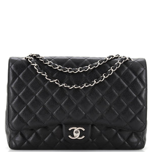 CHANEL Classic Double Flap Bag Quilted Caviar Maxi