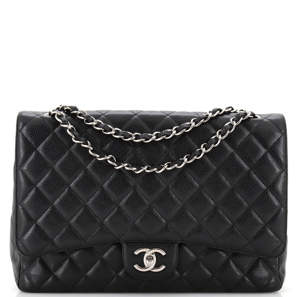 CHANEL Classic Double Flap Bag Quilted Caviar Maxi